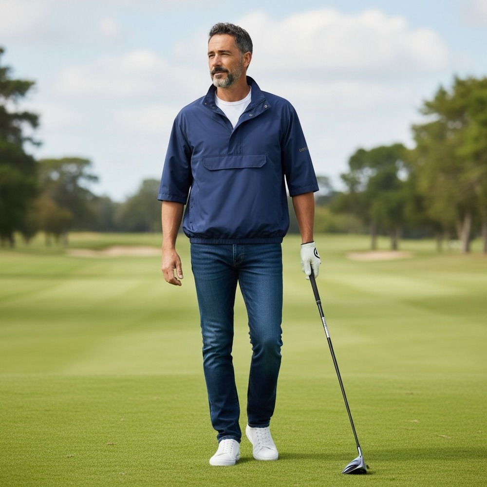 FootJoy DryJoys Black Jacket Size XL Full Zip Golf Windbreaker Short Sleeve